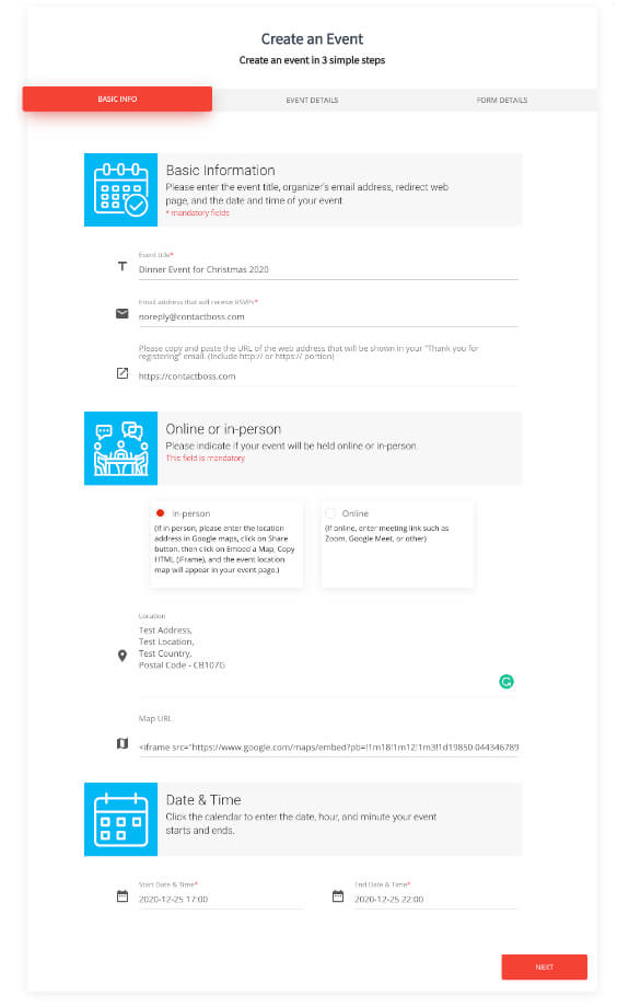 Build an event registration form