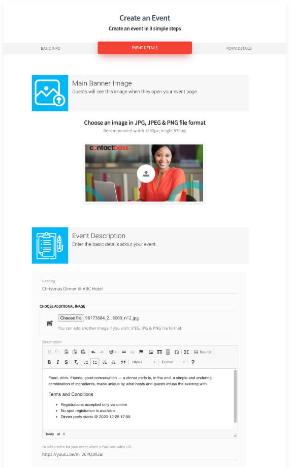 Build an event registration form