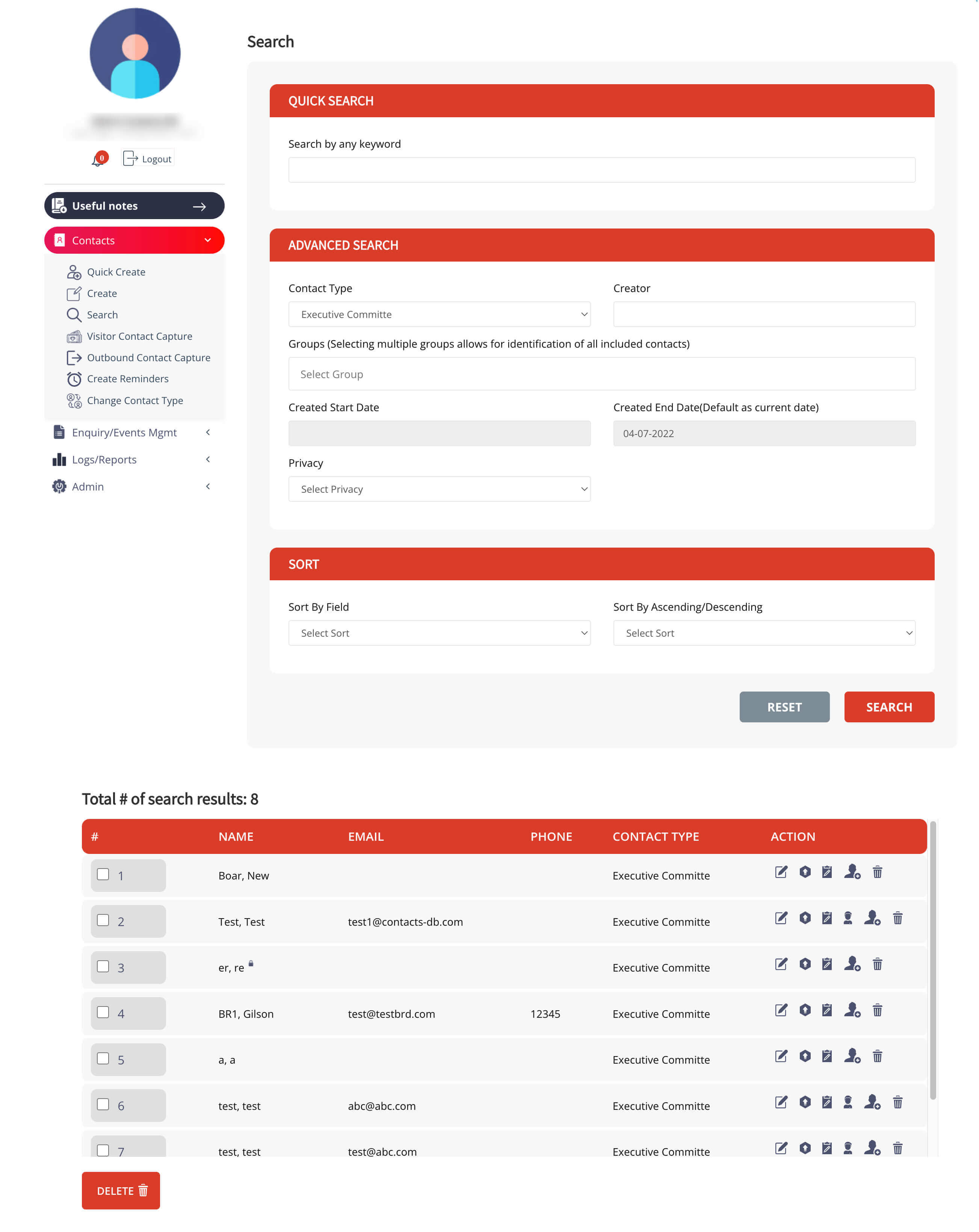 Using Contact Types and Group functions